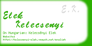 elek kelecsenyi business card